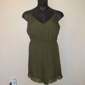 Olive Green Lace Romper Plus Size 3XL